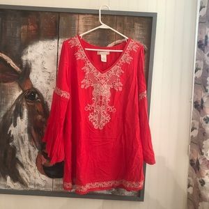 Flying tomato red short dress with cream detail